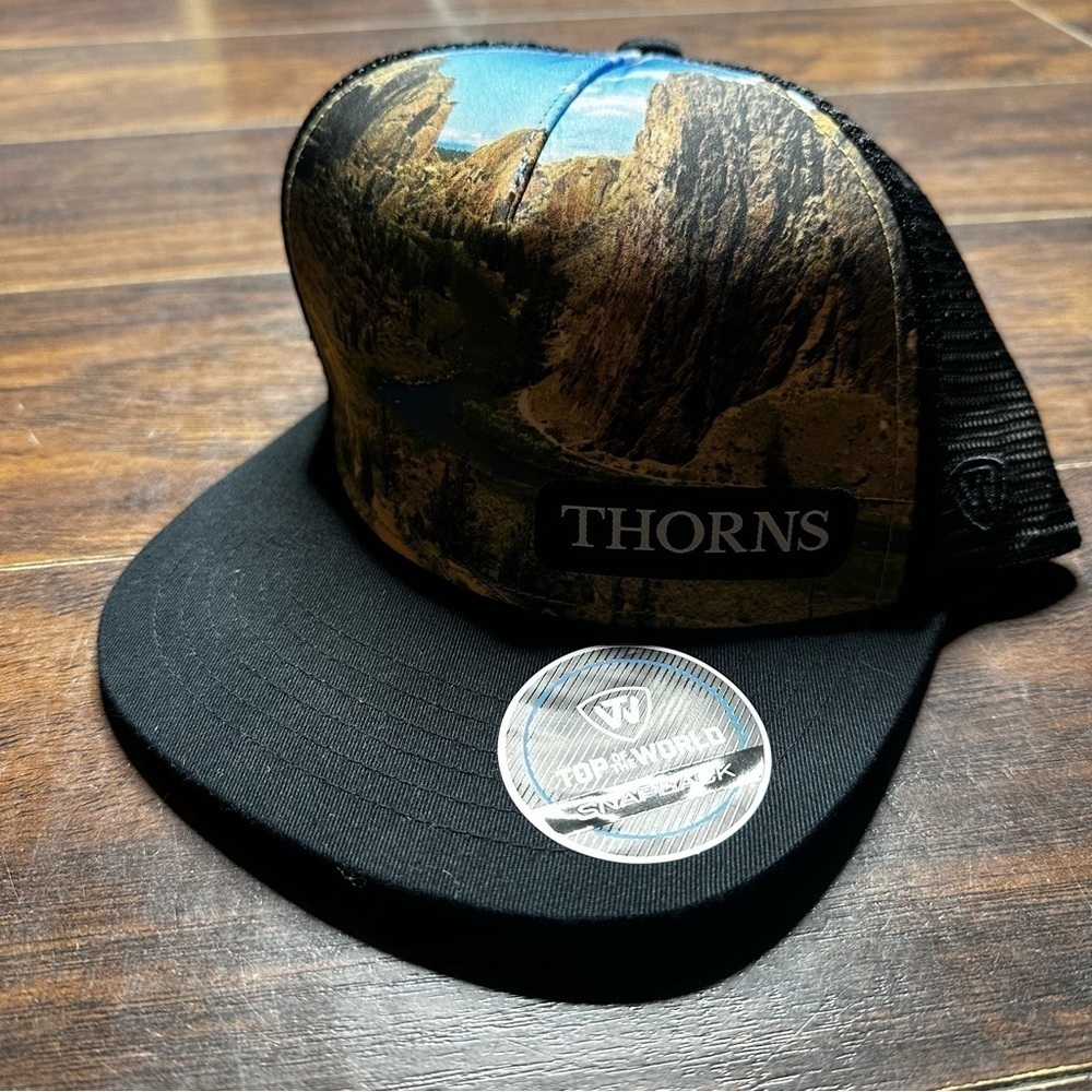 Thorns River Mountain Printed Mesh Snapback Hat